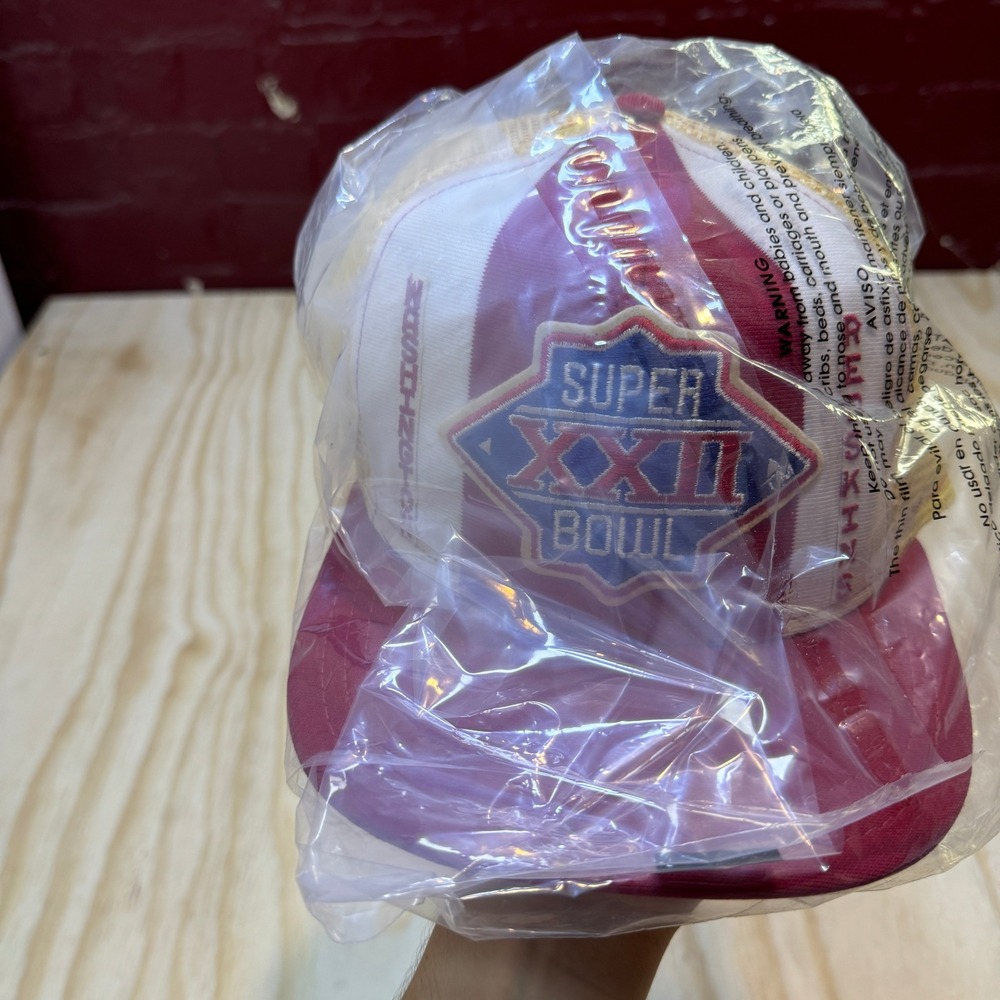 Vintage Super Bowl XXII Washington Redskins Trucker Hat Burgundy Gold Snapback